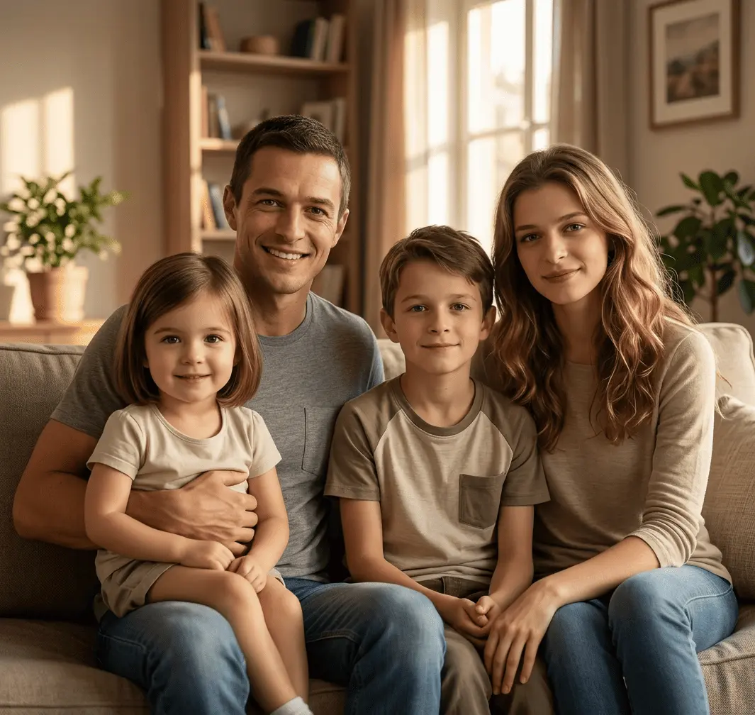 Natural family photo result after adding a person