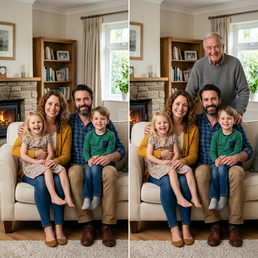 Example family photo generated by Kinpict