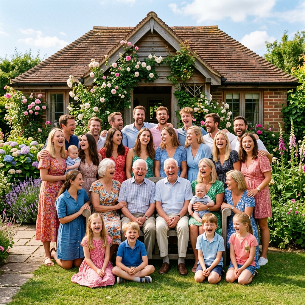Family reunion group photo with missing cousins added online example
