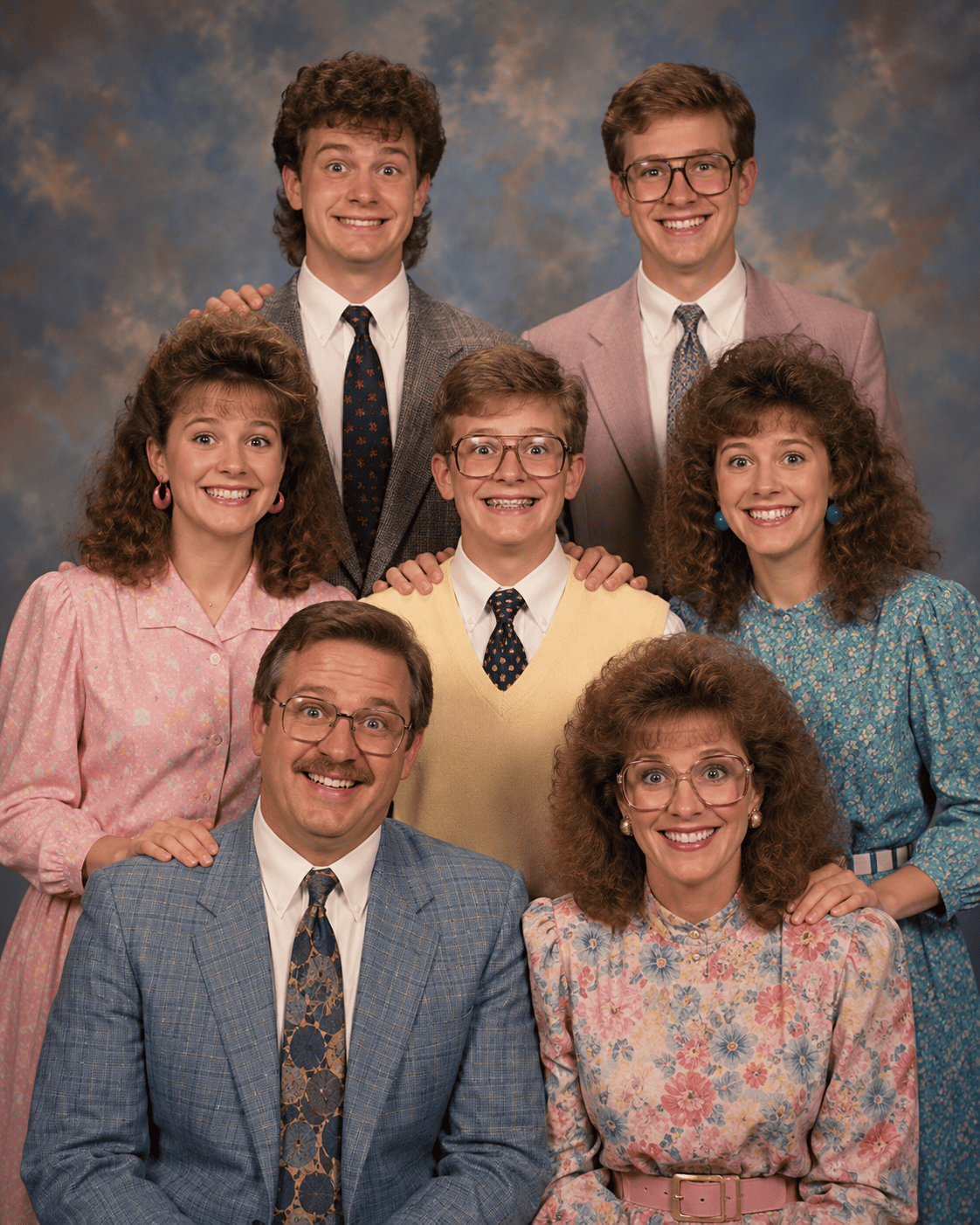 80s mall studio style family portrait example