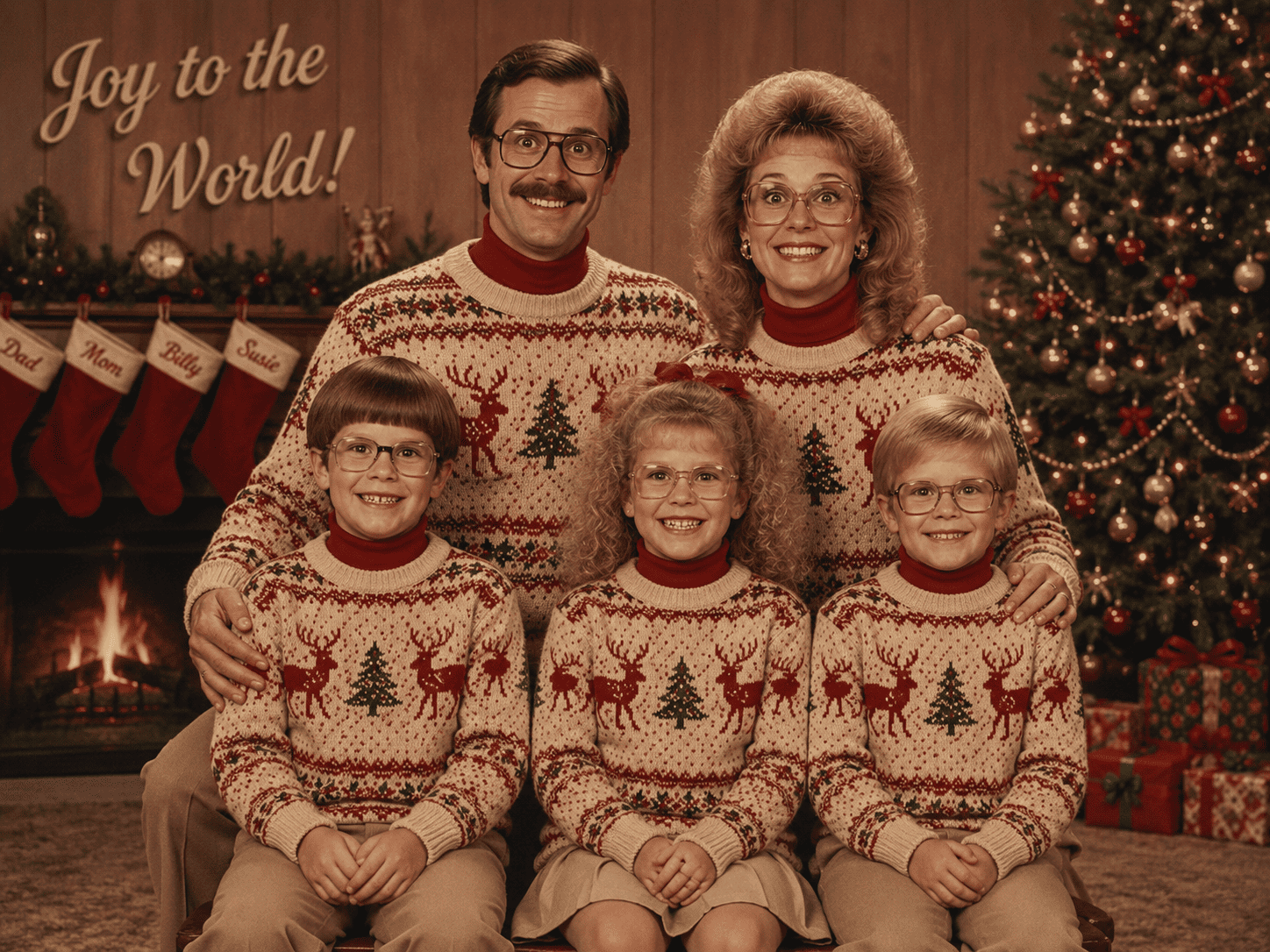 Matching sweaters awkward family photo example