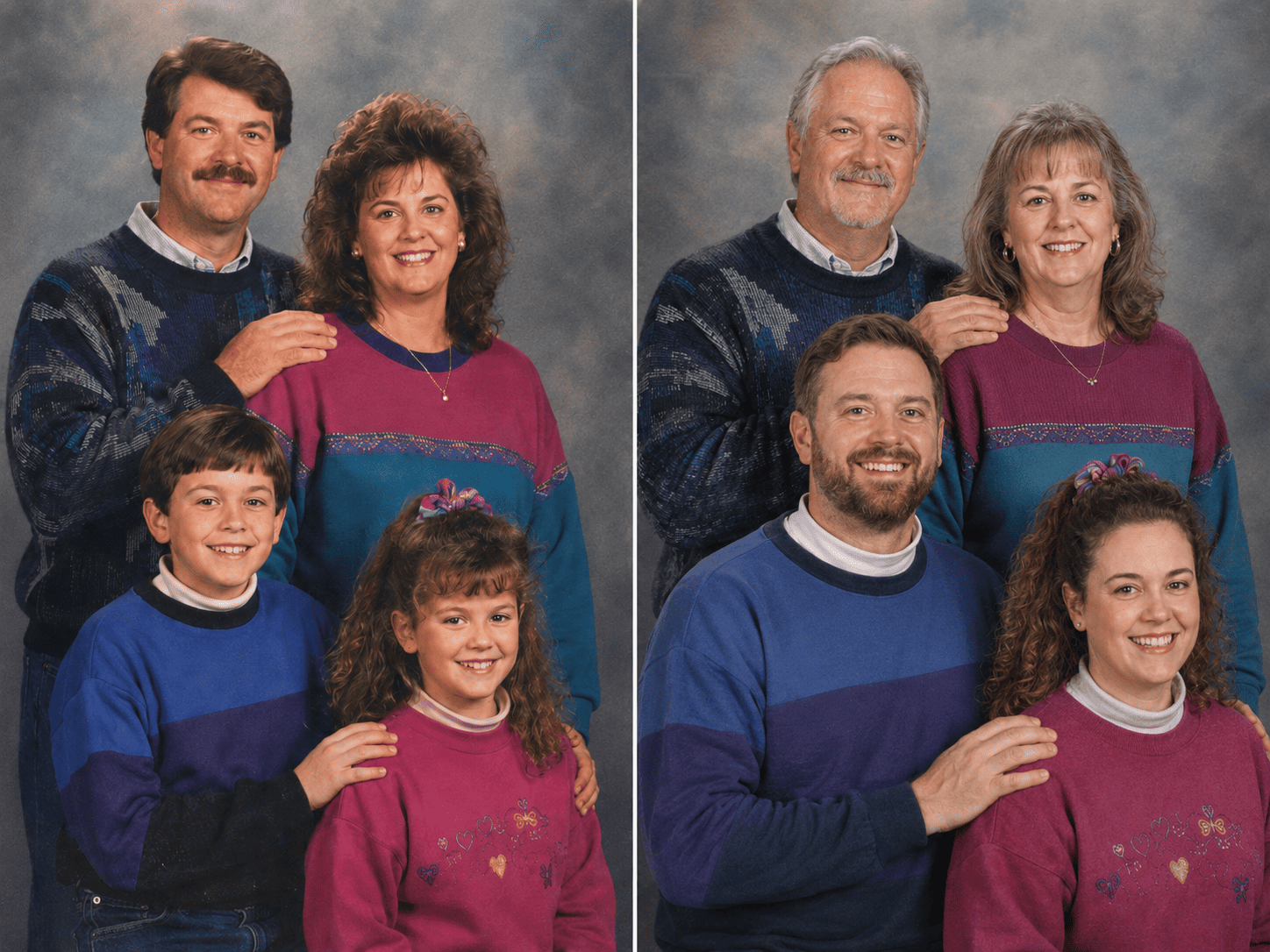 Stiff couch lineup awkward family photo example
