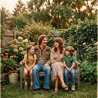 Warm 70s glow family portrait generator example