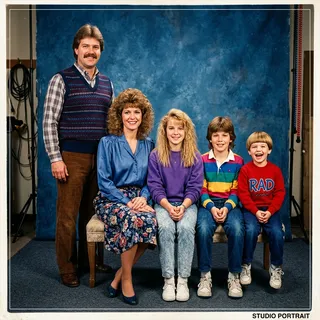 80s vivid pop retro family photo maker example