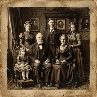 Classic sepia vintage family photo maker example
