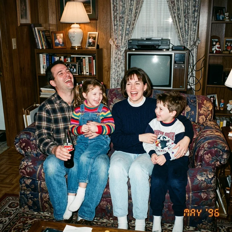 90s film grain family photo generator example