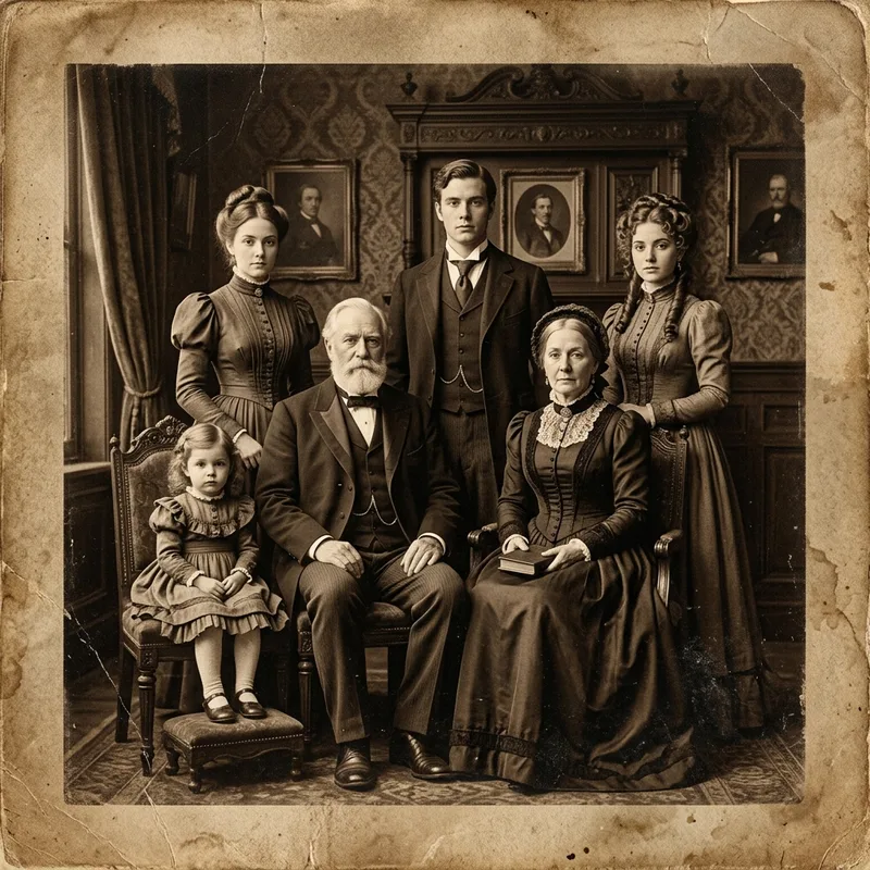 Classic sepia vintage family photo maker example